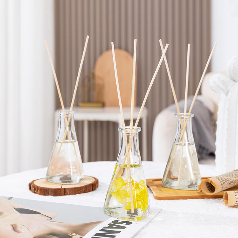 Dreieckige Flasche mit getrockneten Weinreben, kein Feuer, Aromatherapie-Schilfdiffusor für den Innenbereich