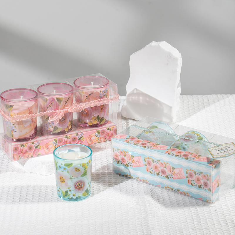 Muttertag klassische kleine runde Glasbecher-Duftkerzen 3-teiliges Set-Hersteller von Öko-Sojakerzen