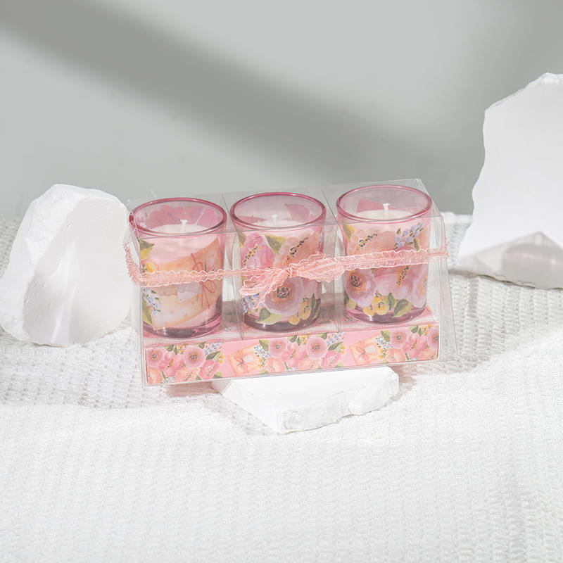 Muttertag klassische kleine runde Glasbecher-Duftkerzen 3-teiliges Set-Hersteller von Öko-Sojakerzen