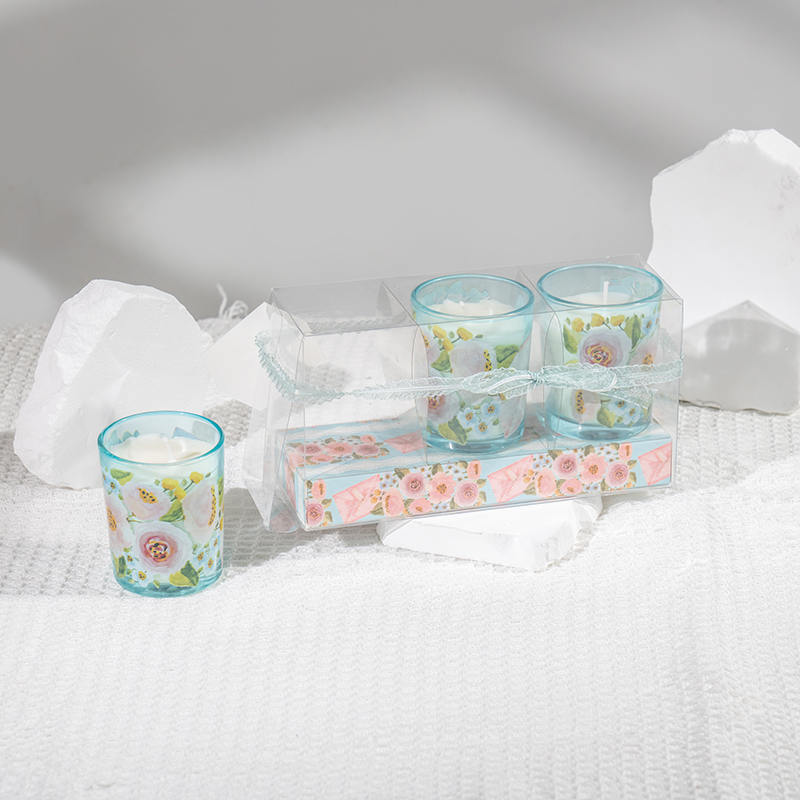 Muttertag klassische kleine runde Glasbecher-Duftkerzen 3-teiliges Set-Hersteller von Öko-Sojakerzen