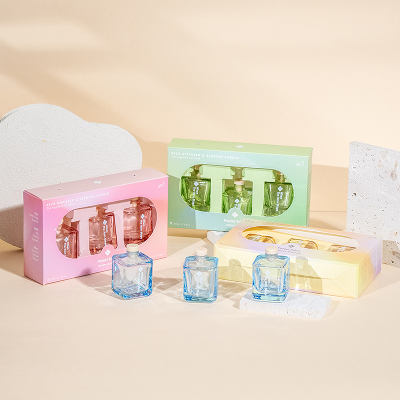 3-teiliges quadratisches Fläschchen-Red-Diffusor-Set, 3-teiliges Aroma-Set