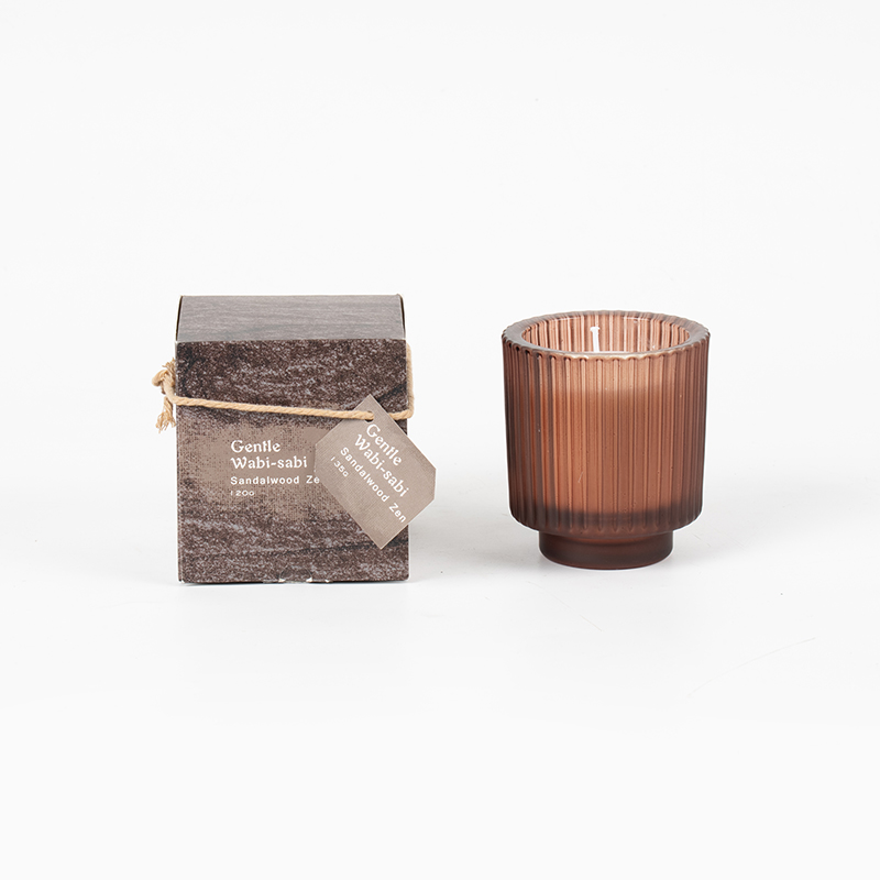 Runder Kerzenbecher aus Glas mit vertikalen Streifen, Duftkerzen-Öko-Sojawachs-Kerzenverkäufer