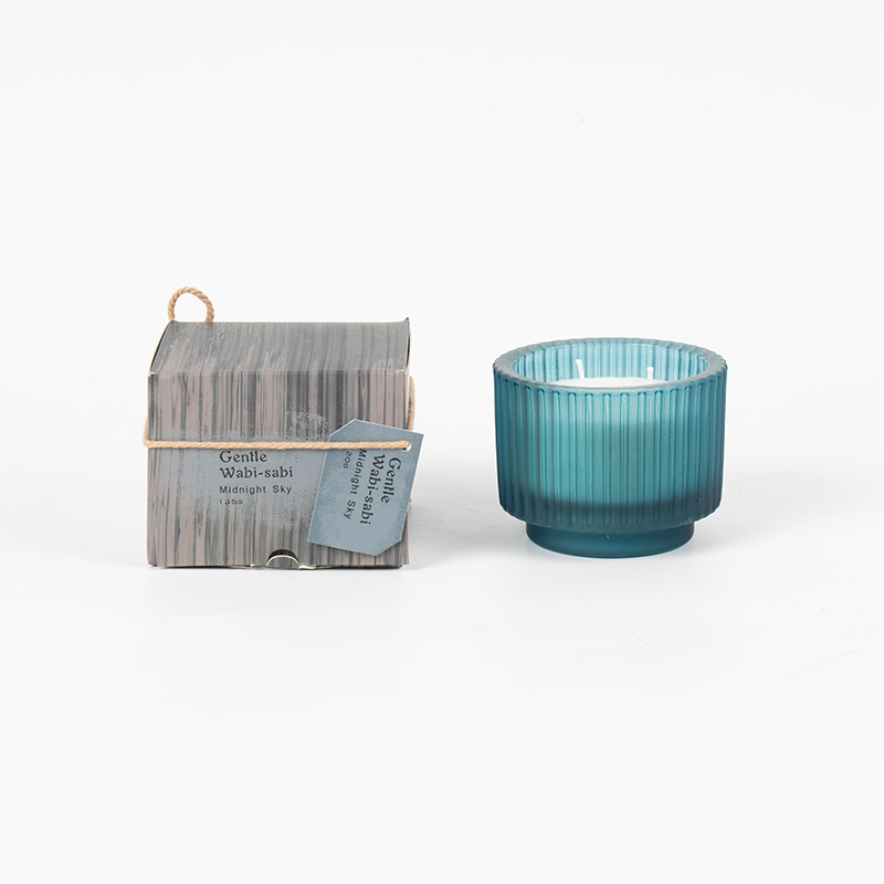 Runder Kerzenbecher aus Glas mit vertikalen Streifen, Duftkerzen-Öko-Sojawachs-Kerzenverkäufer