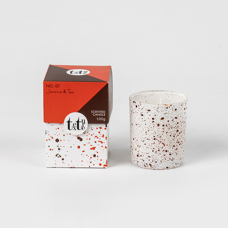 Klassische runde Duftkerze mit Marmormuster-Aufdruck – Öko-Sojawachskerze