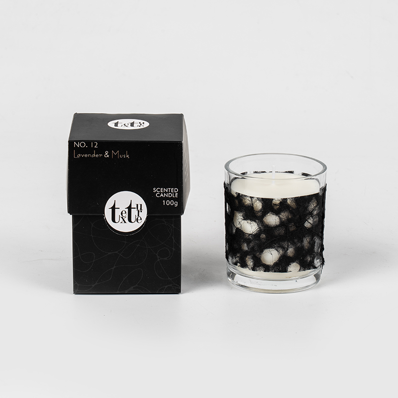 Klassische runde Duftkerze mit Papierdeko – Hersteller von Öko-Sojawachskerzen