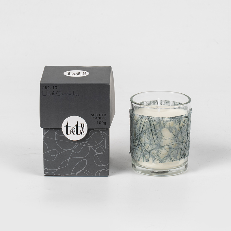 Klassische runde Duftkerze mit Papierdeko – Hersteller von Öko-Sojawachskerzen