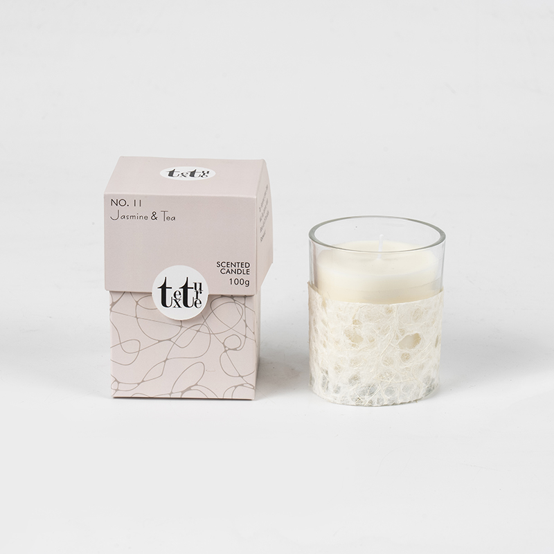 Klassische runde Duftkerze mit Papierdeko – Hersteller von Öko-Sojawachskerzen