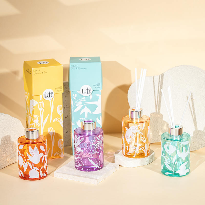 Klassischer, hoher, runder Fläschchen-Diffusor mit Aufdruck